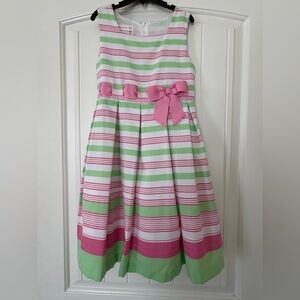 Striped Pink and Green Kids Dress Perfect for Easter